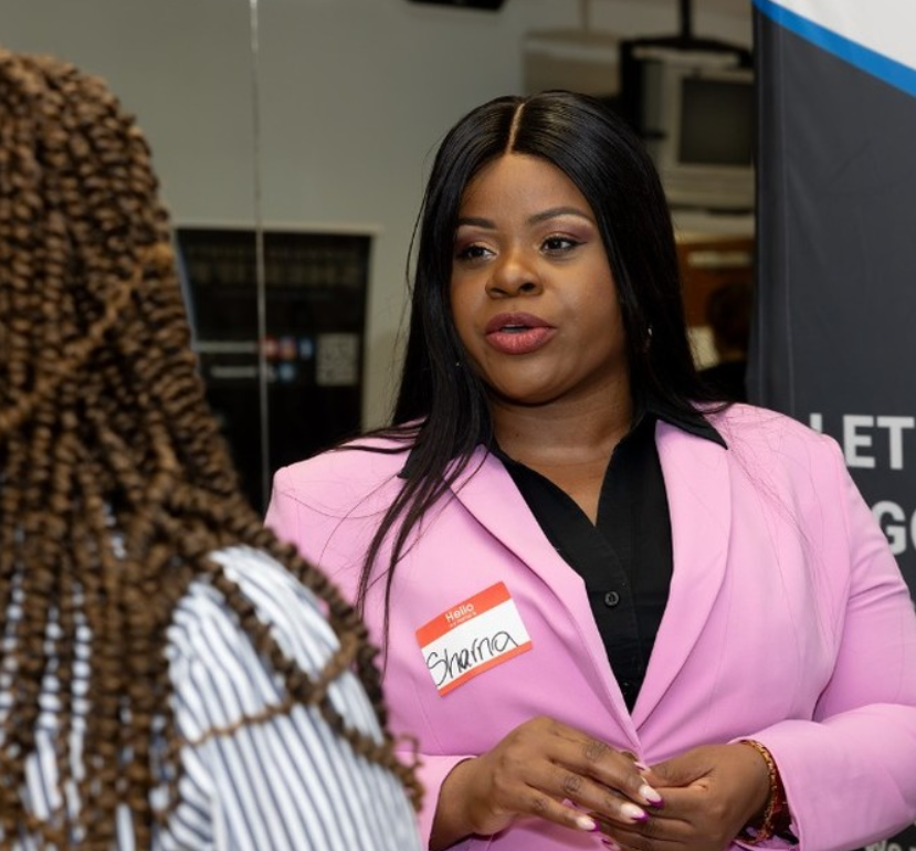 Sharna Barnes networking at an event